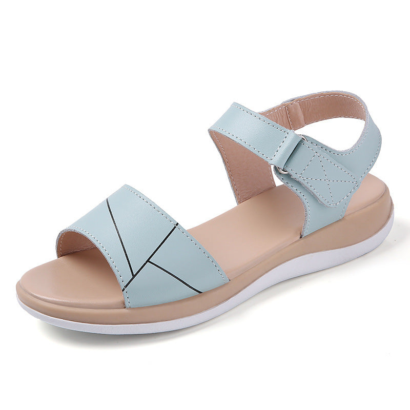 Sandales respirantes décontractées à talons plats assortis de Style coréen pour étudiants plats avec Velcro
