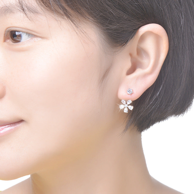 Clous d'oreilles pour femmes Clous d'oreilles en zircon fleur