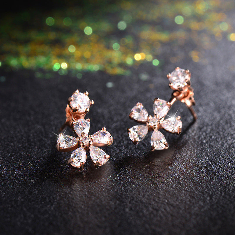 Clous d'oreilles pour femmes Clous d'oreilles en zircon fleur
