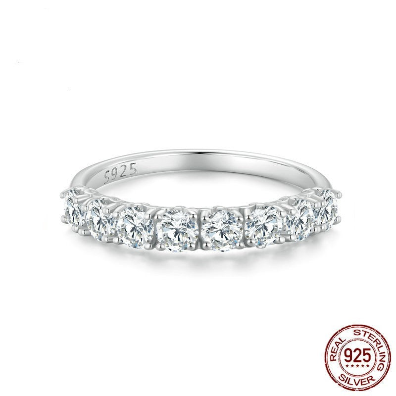 Anillo de moissanita con patrón de plata de ley S925