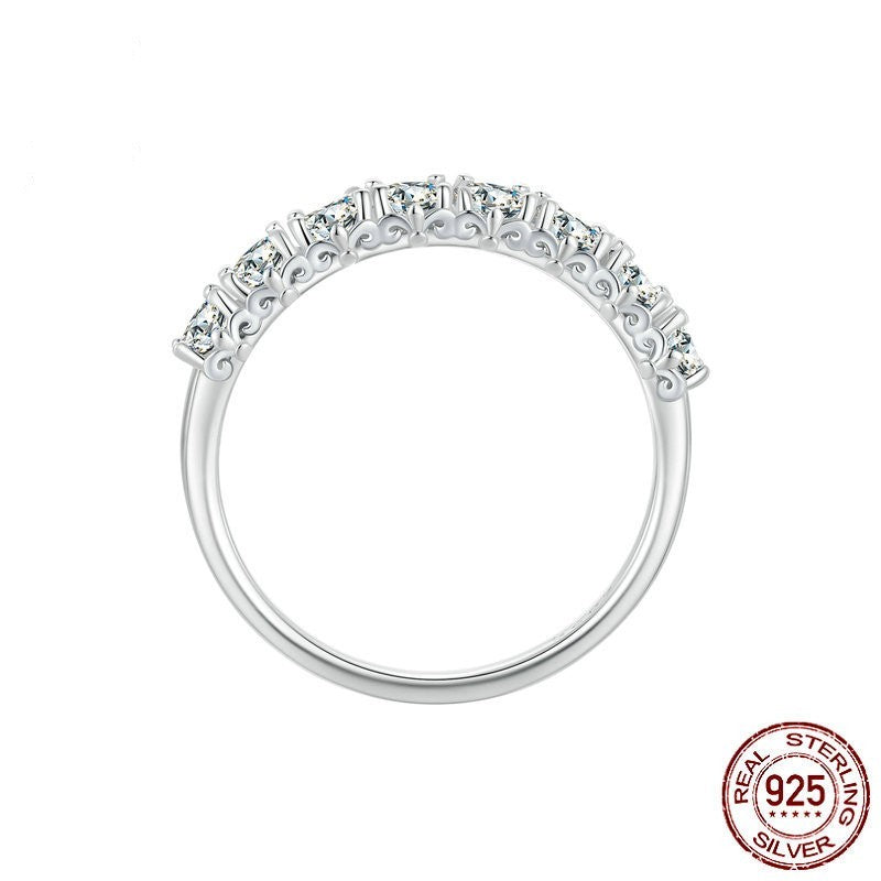 Anillo de moissanita con patrón de plata de ley S925