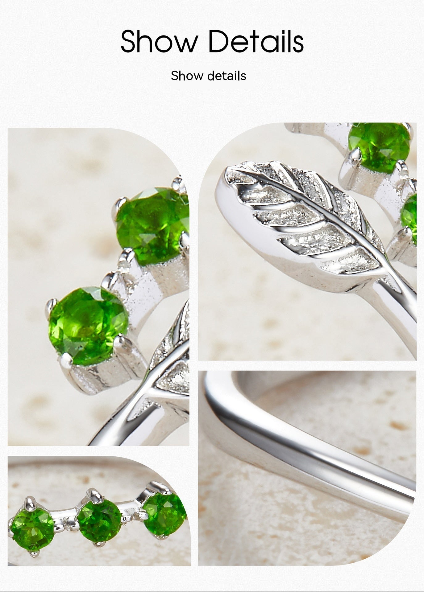 925 Silver Natural Diopside Minimalist Ring