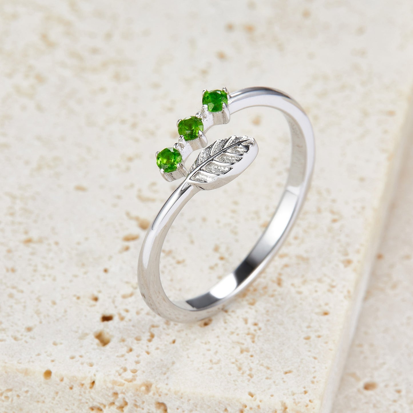 925 Silver Natural Diopside Minimalist Ring