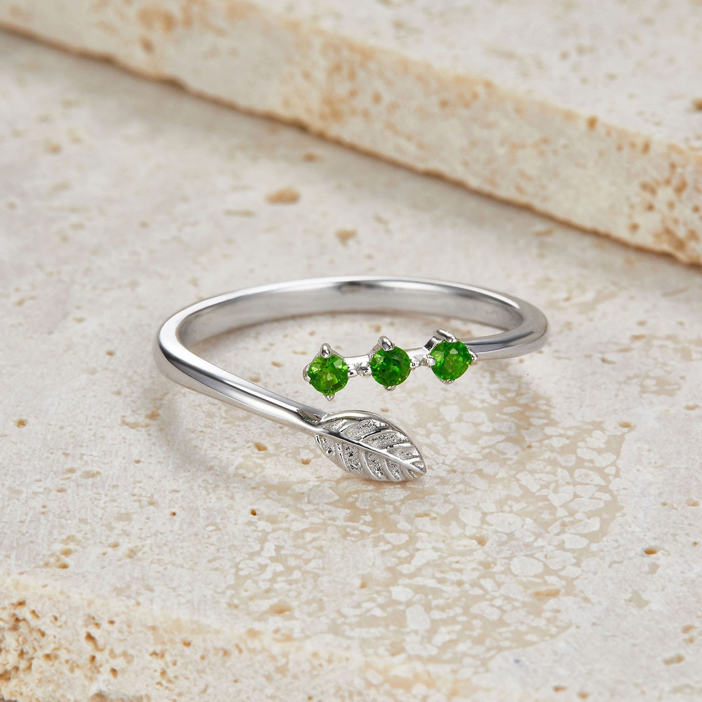 925 Silver Natural Diopside Minimalist Ring
