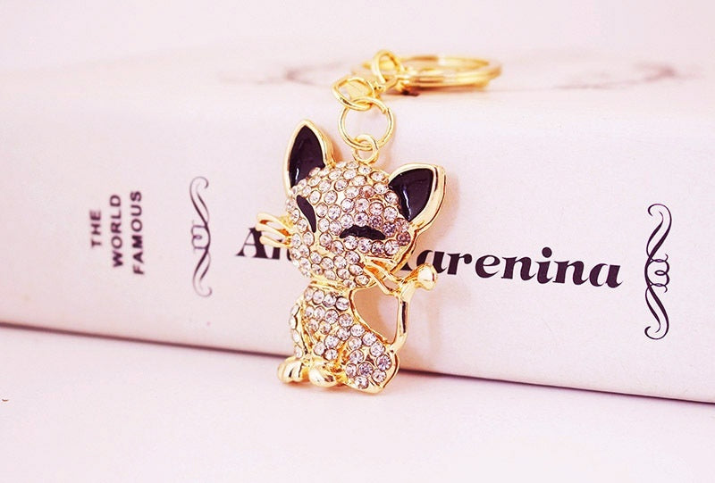 Plisser les yeux mignons renard Animal alliage porte-clés accessoires pendentif porte-clés