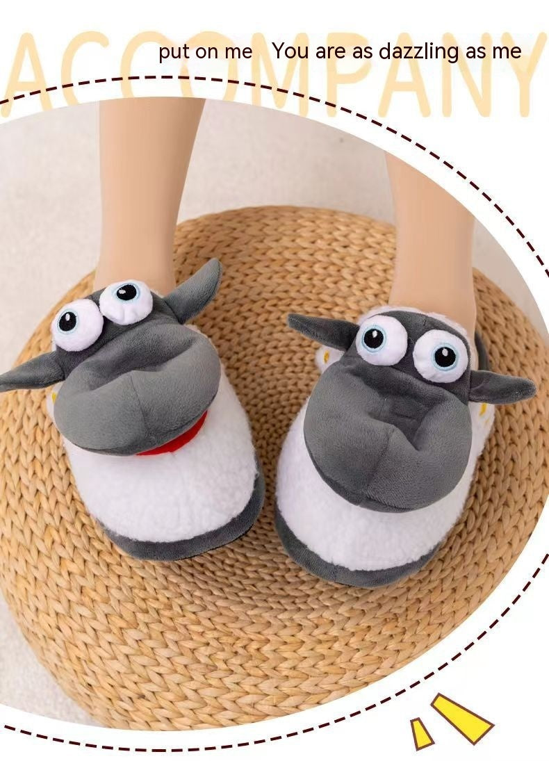 Zapatillas de oveja Zapatillas térmicas de invierno de algodón de felpa para uso doméstico