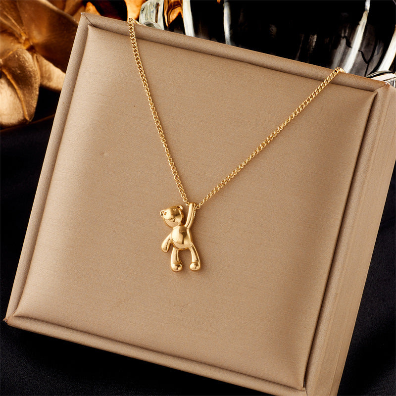 Collier pendentif ours bijoux en acier titane