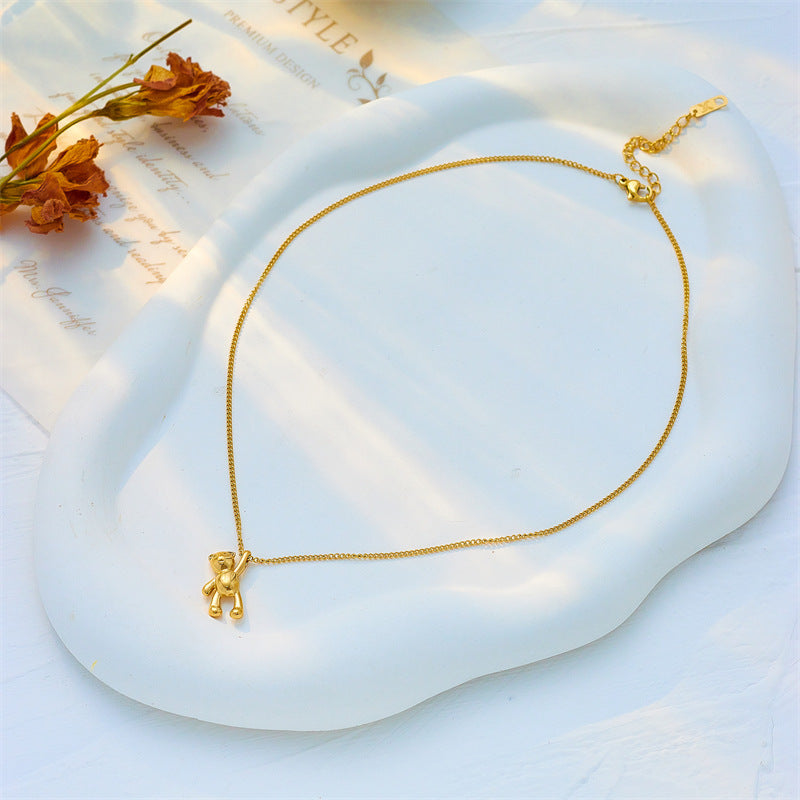 Collier pendentif ours bijoux en acier titane