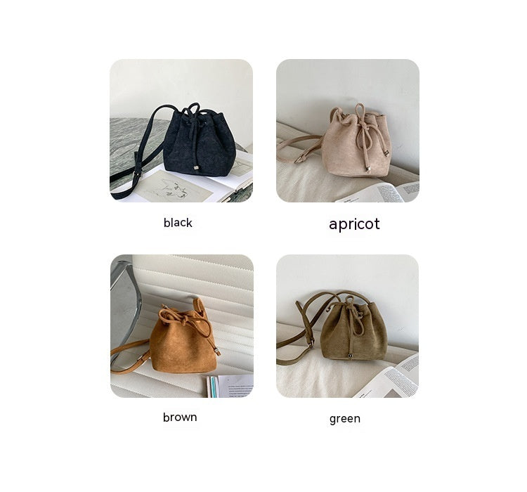 Women's Drawstring Bag Drawstring Mini Bucket Bag Special-interest Design Shoulder Bag