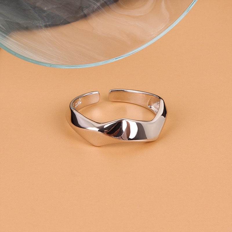European And American Irregular Glossy Geometric Rhombus Opening Ring
