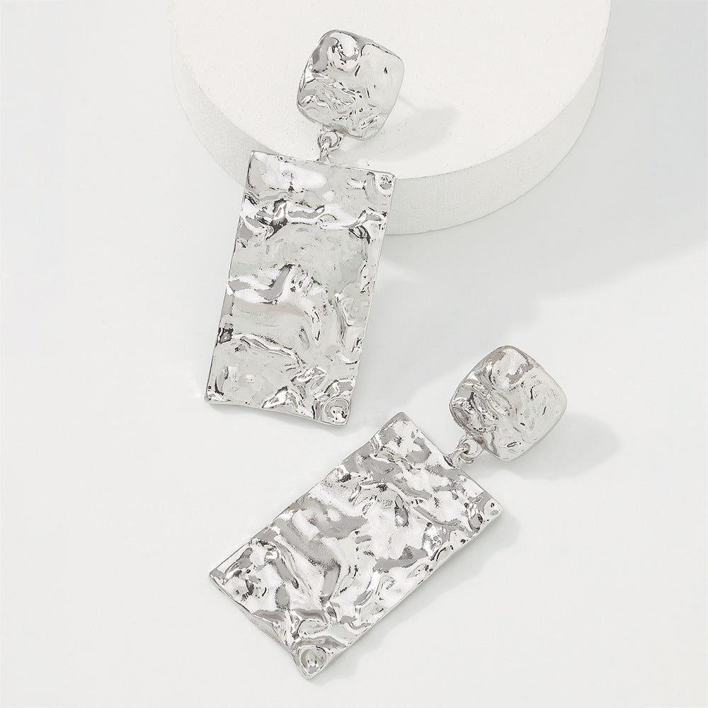Alloy Pleated Elegant And Simple Earrings Geometric Earrings