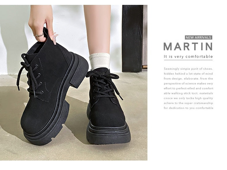 Bottines rétro mates à lacets pour femmes, semelles épaisses, tendance, Cool, Fan britannique