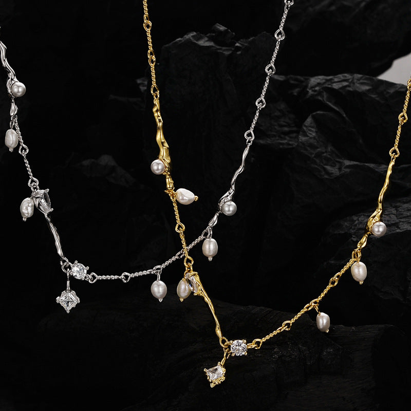 Women's Sterling Silver Pearl Necklace Handmade