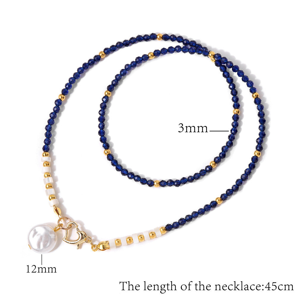 Artificial Crystal 3m Beads Necklace Women's Pearl Pendant Fresh Classic