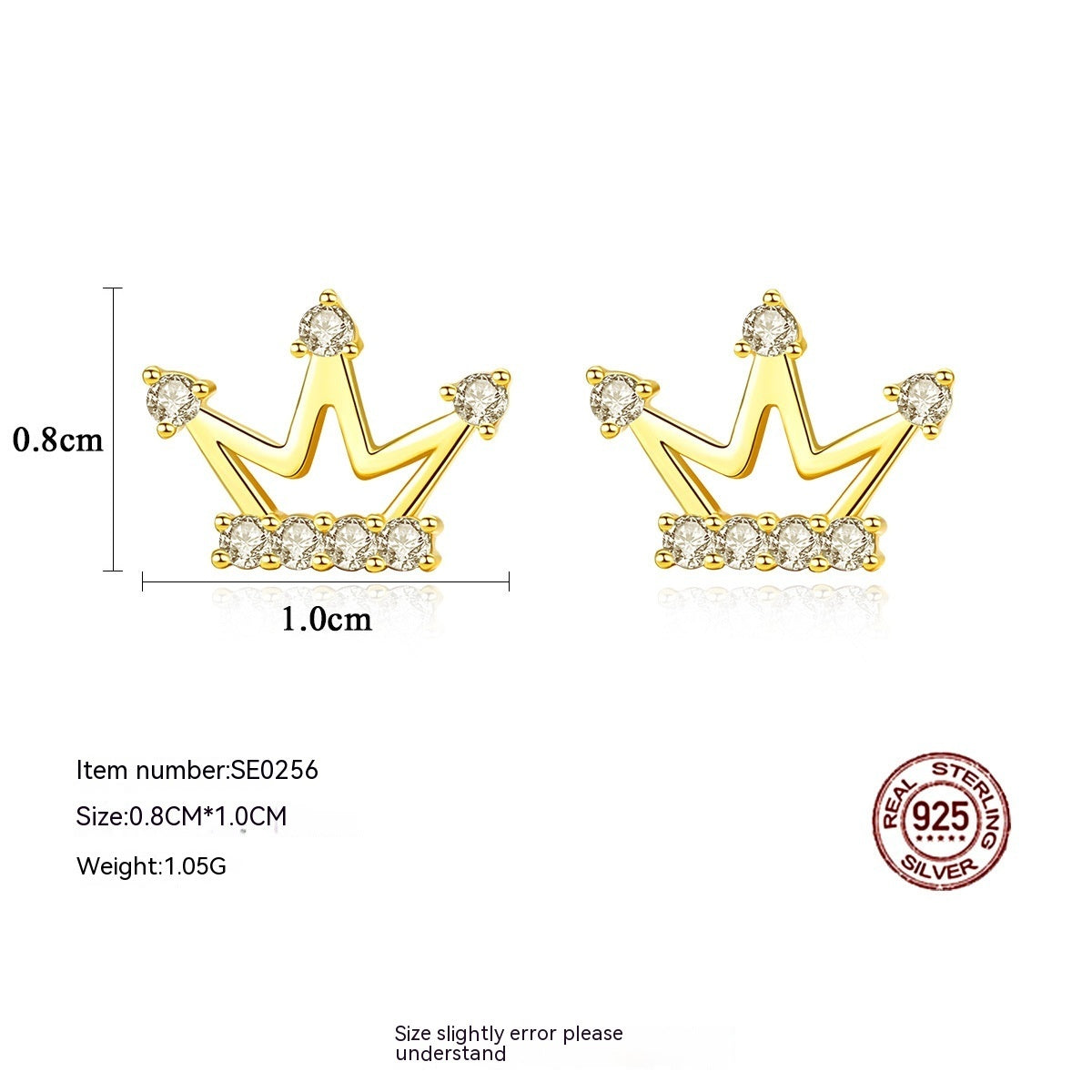 Boucle d'oreille couronne en argent S925