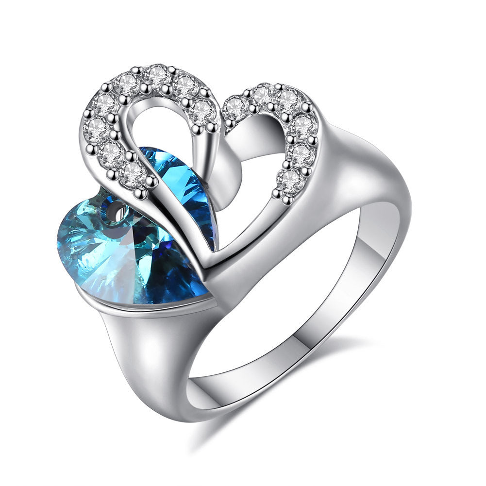 Bague cœur d'océan en cristal saphir Titanic