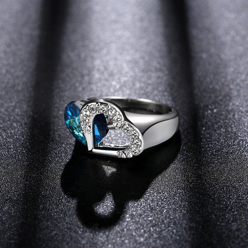 Bague cœur d'océan en cristal saphir Titanic