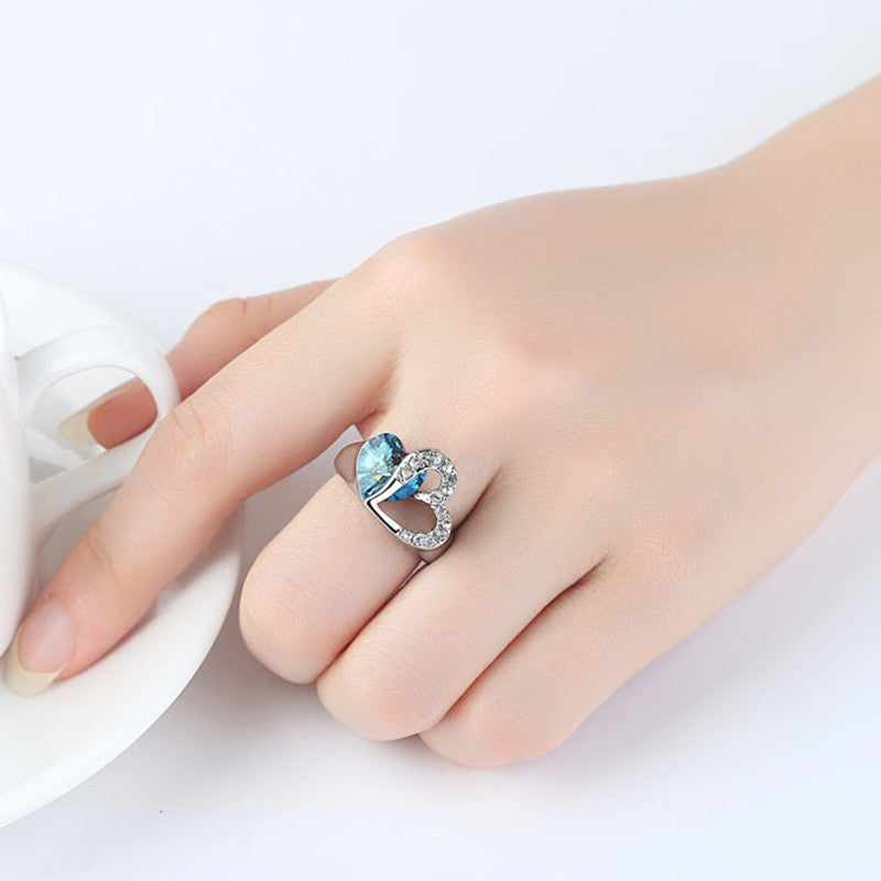 Bague cœur d'océan en cristal saphir Titanic