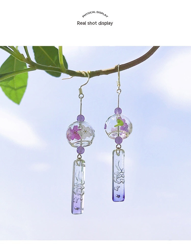 Boucles d'oreilles carillon à vent de conte de fées japonais Sakura