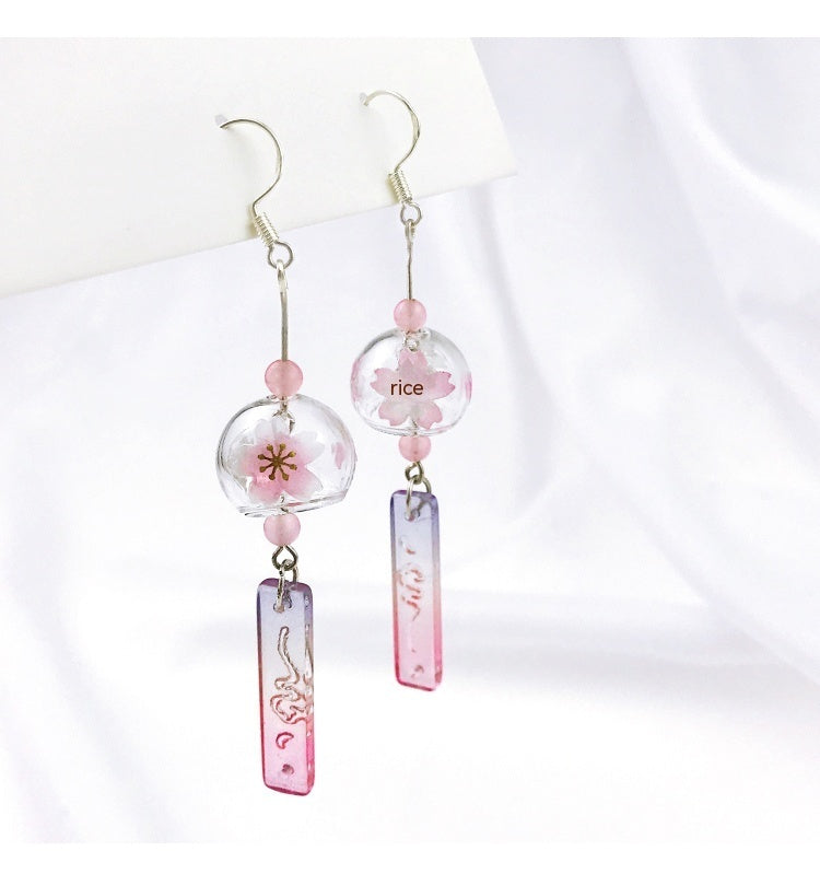 Boucles d'oreilles carillon à vent de conte de fées japonais Sakura
