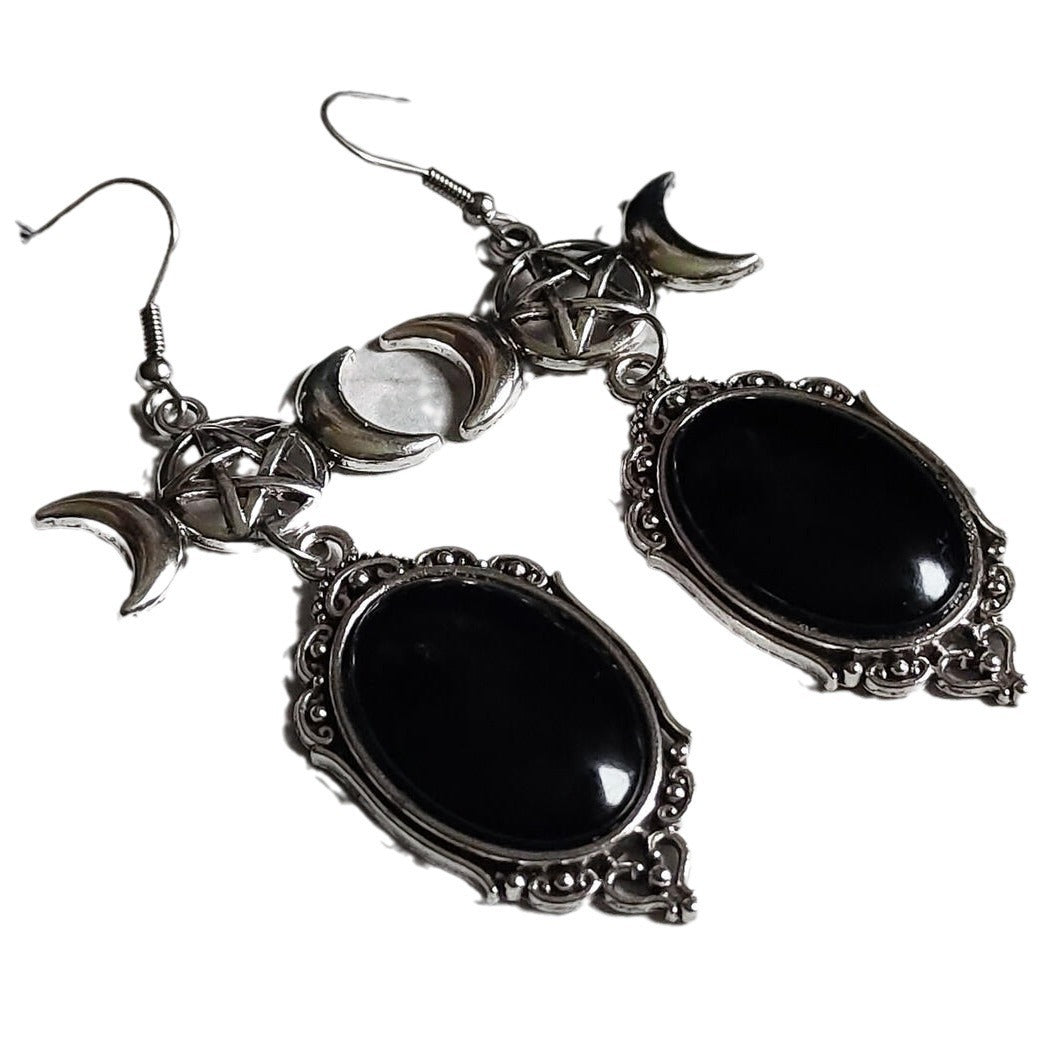 Boucles D'oreilles Pendantes Étoile En Relief Et Triple Étoile À Cinq Branches En Cristal