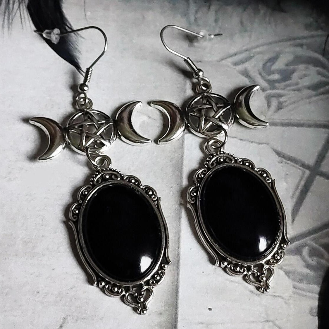 Boucles D'oreilles Pendantes Étoile En Relief Et Triple Étoile À Cinq Branches En Cristal