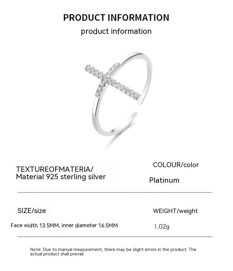 Bague ouverte croisée de Style INS européen et américain pour femme, bague ouverte en argent Sterling 925, conception de Niche