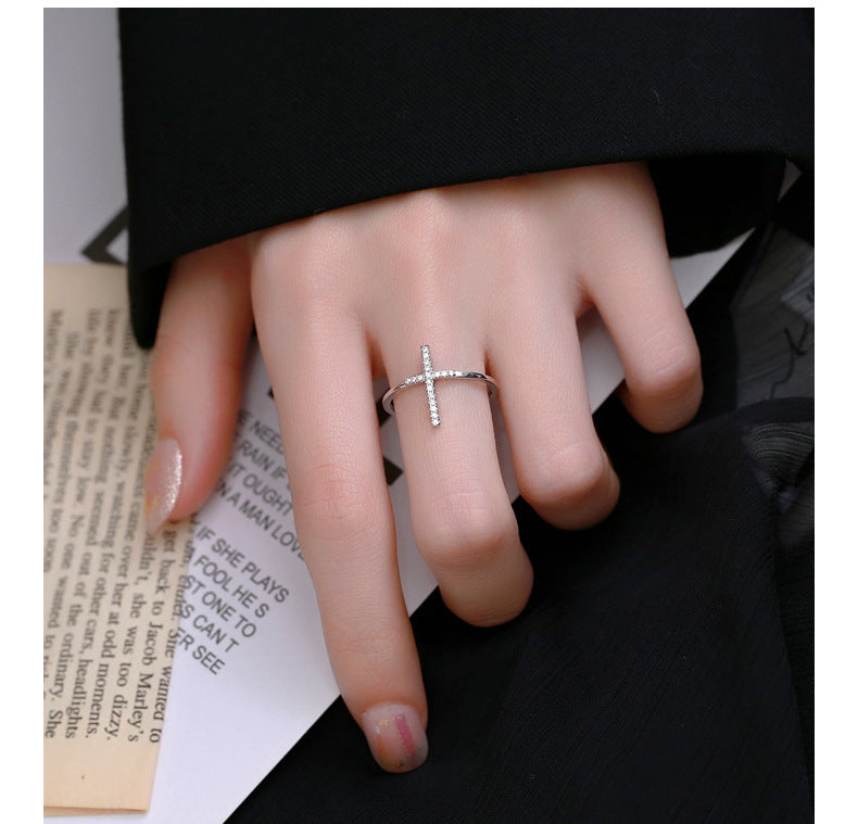 Bague ouverte croisée de Style INS européen et américain pour femme, bague ouverte en argent Sterling 925, conception de Niche