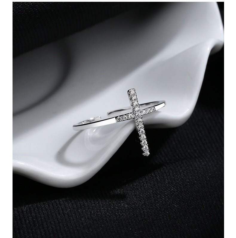 Bague ouverte croisée de Style INS européen et américain pour femme, bague ouverte en argent Sterling 925, conception de Niche