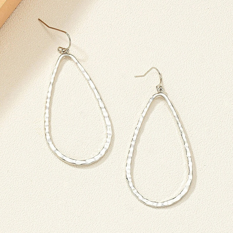 Pendientes de metal con forma de gota de agua, diseño de personalidad simple