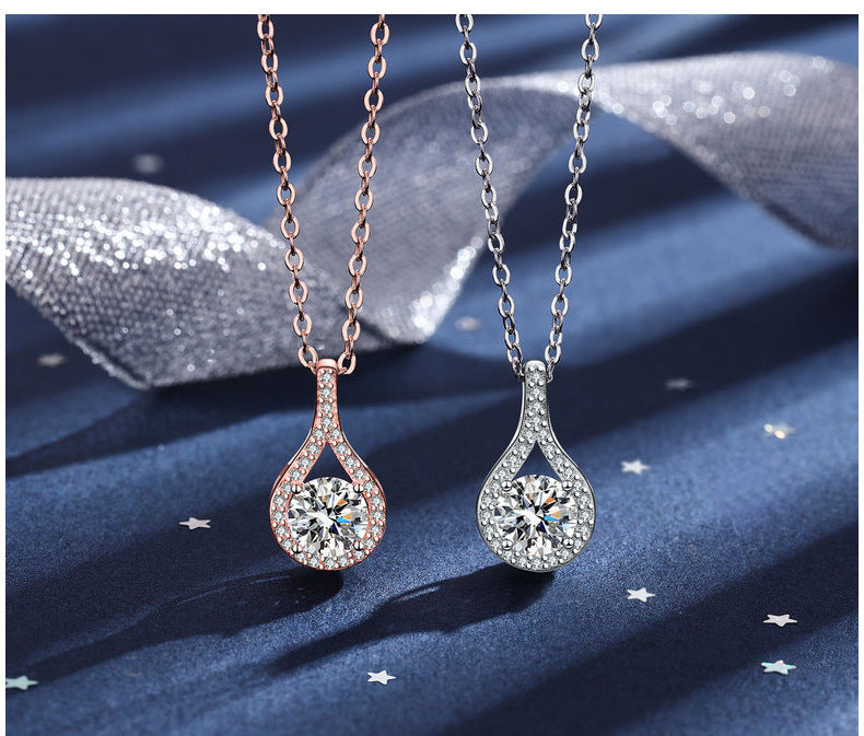 Collier pendentif goutte d'eau à Six griffes en argent Moissanite S925