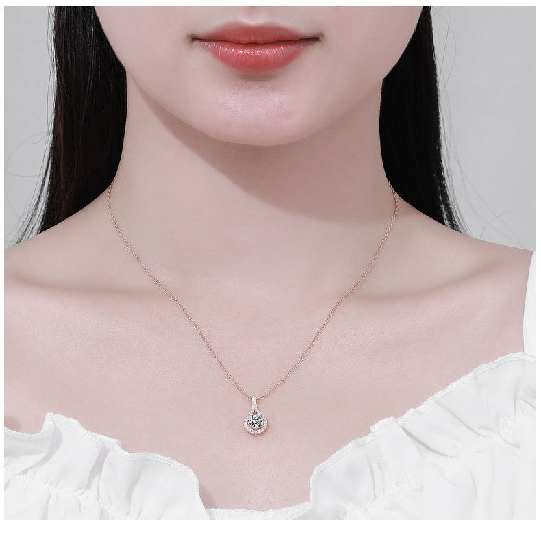 Collier pendentif goutte d'eau à Six griffes en argent Moissanite S925