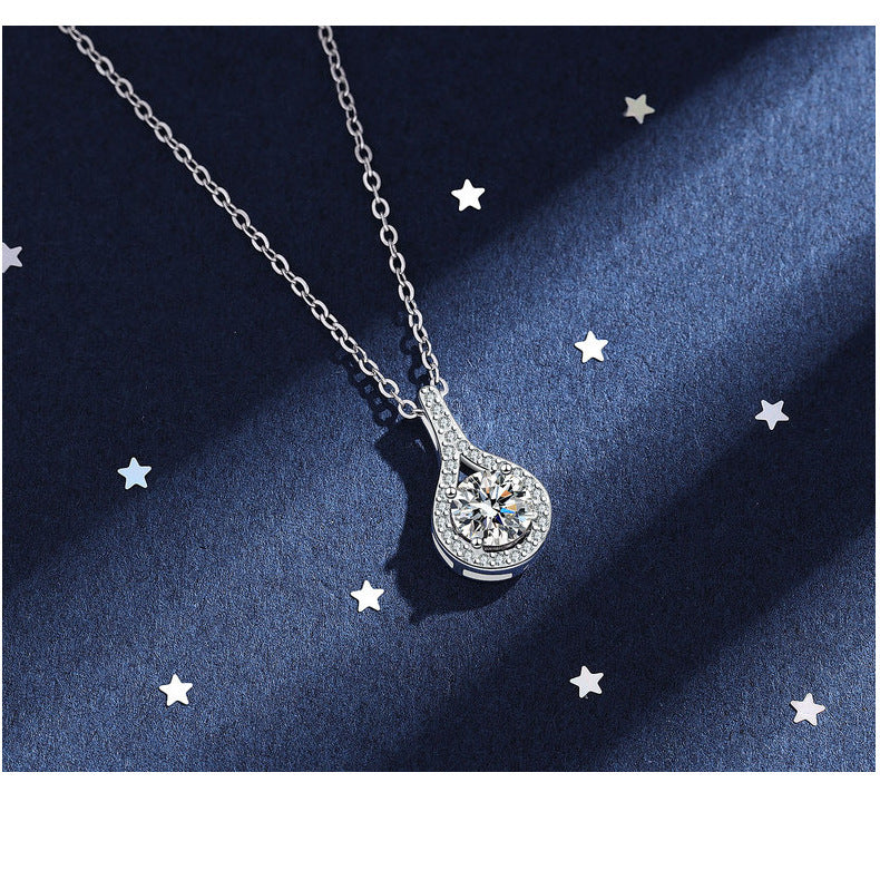 Collier pendentif goutte d'eau à Six griffes en argent Moissanite S925