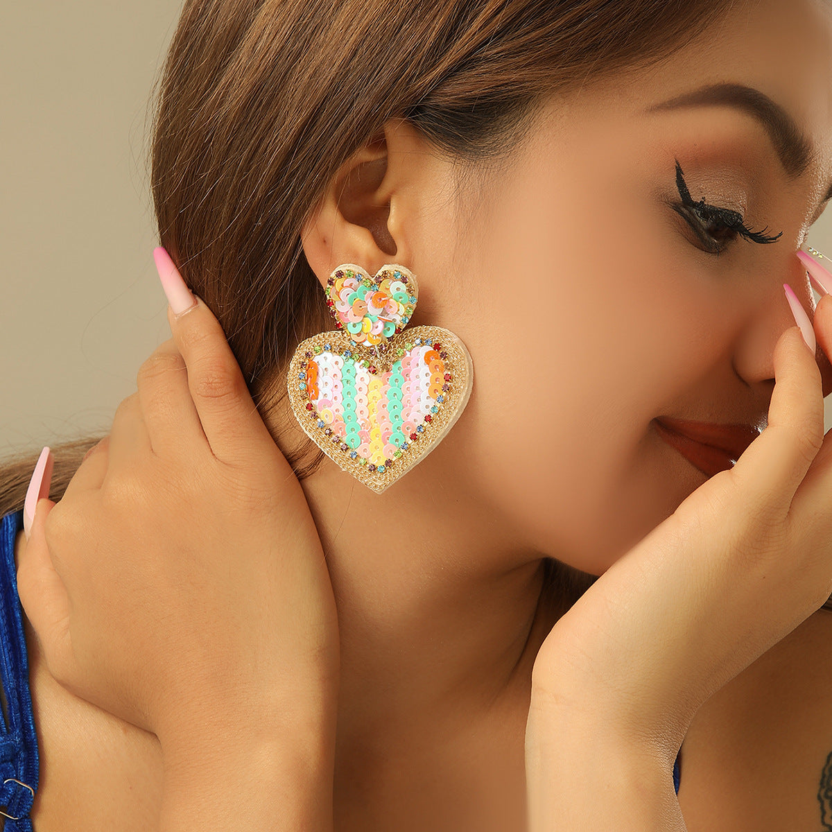 Boucles d'oreilles en forme de cœur, personnalité mignonne et aimante, pour femmes