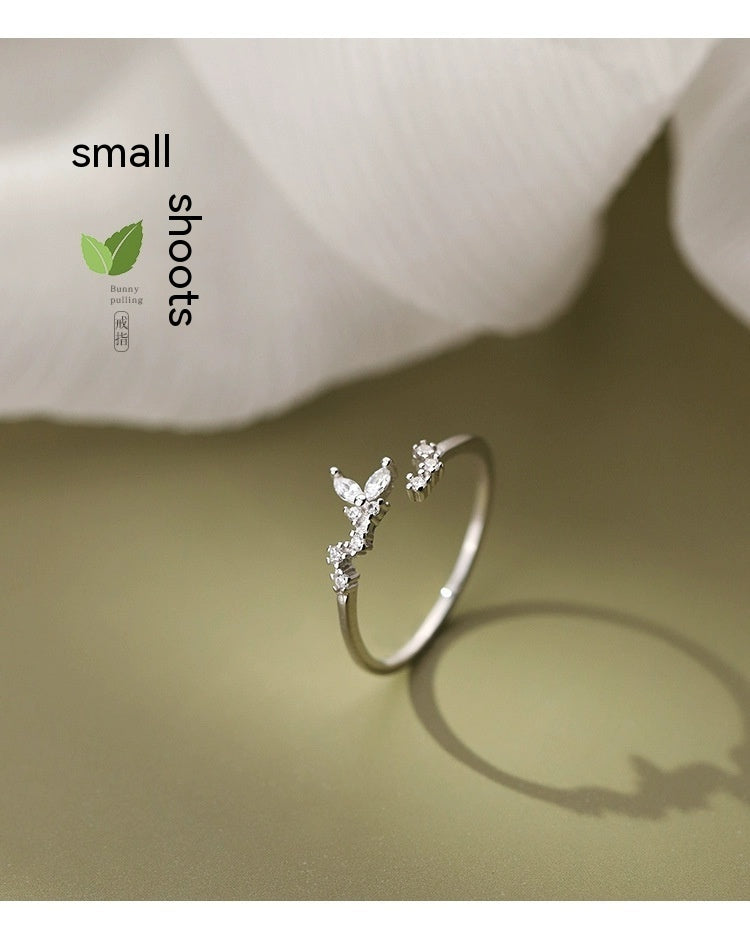 Special-interest Design High-grade 925 Silver Plated Small Bud Ring