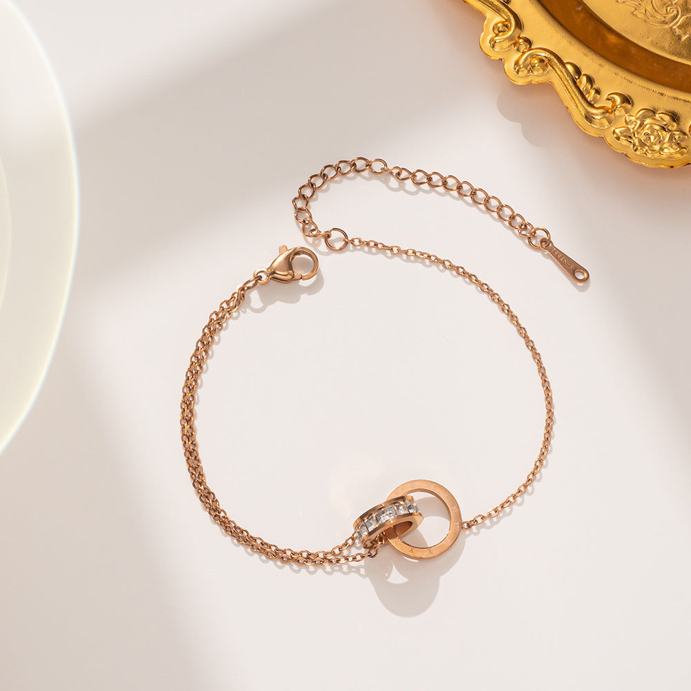 Bracelet à boucle à double anneau numérique romain