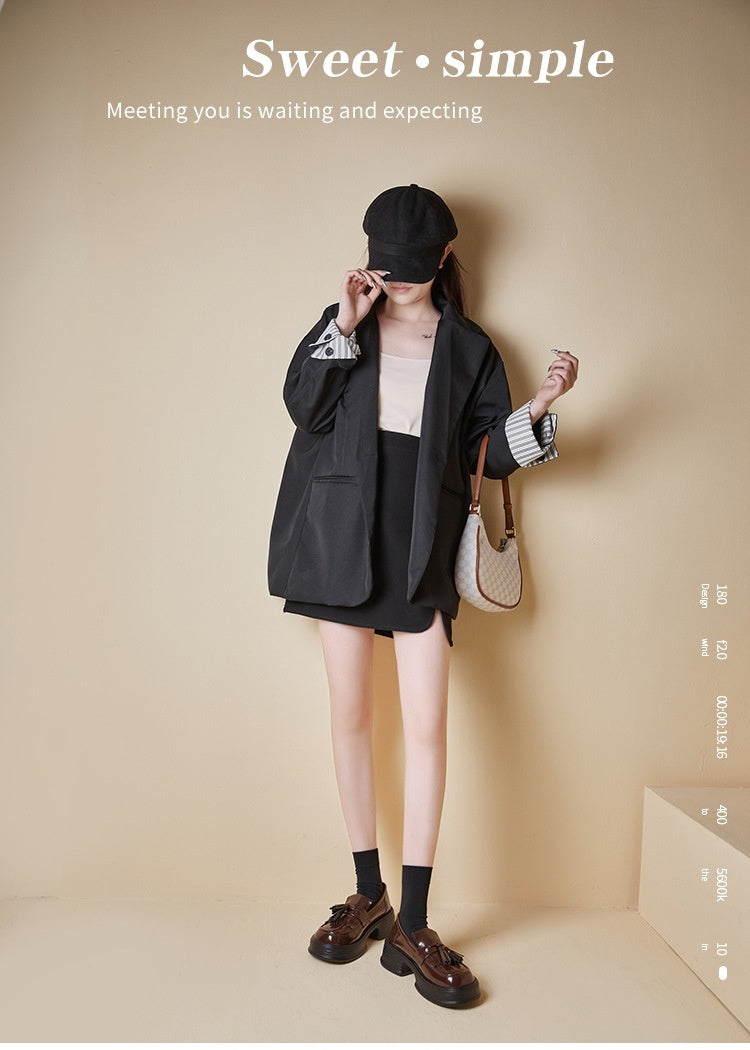 Petites chaussures en cuir de loisirs japonaises à pompon pour dames