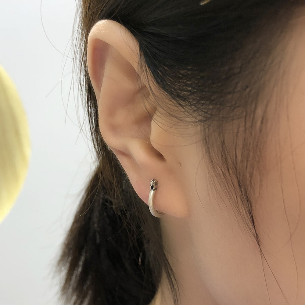 Boucles d'oreilles simples en argent sterling 925 Dark Night