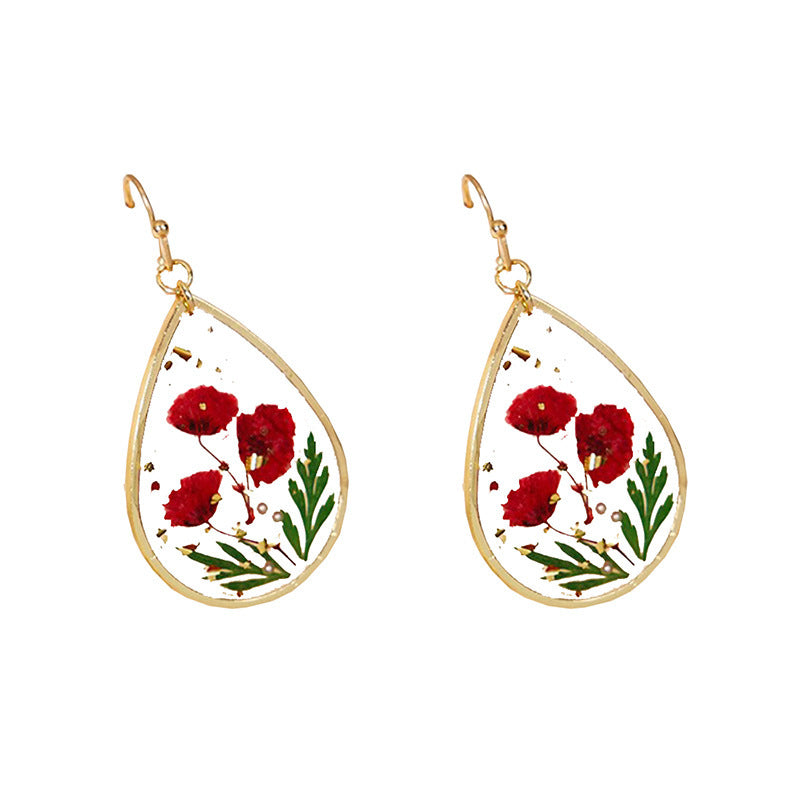 Boucles d'oreilles fleurs en forme de feuille époxy en forme de goutte