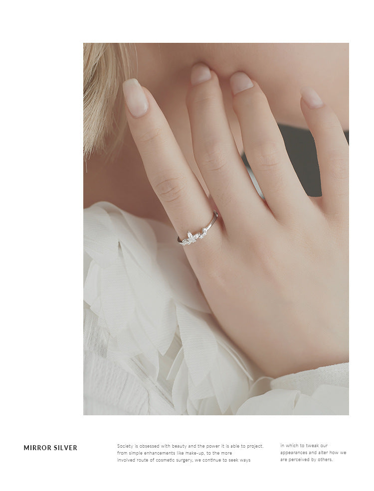 Bague plaquée argent Bague de jointure fine papillon