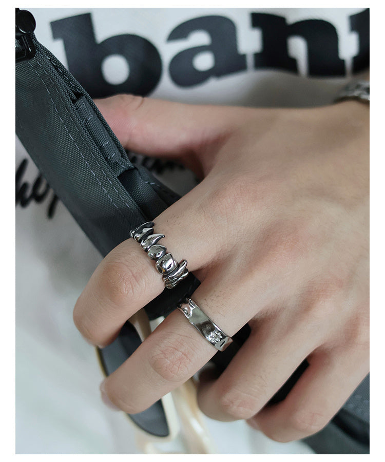 Animal Teeth Shape Closed Titanium Steel Ring For Men And Women