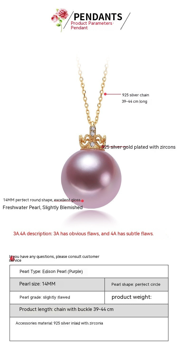 Collier de perles avec pendentif en argent 925, couronne