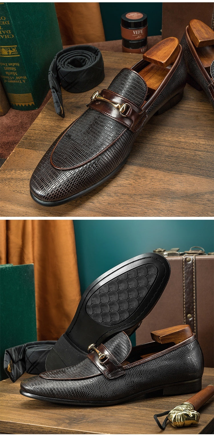 Casual de negocios para hombres con patrón de serpiente de piel de vaca