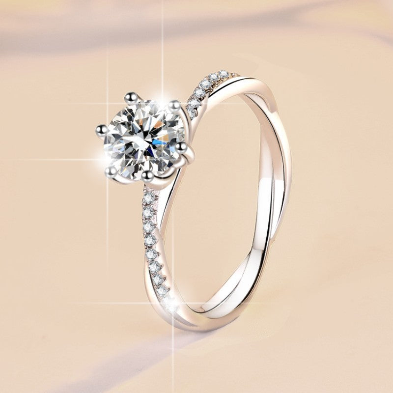 Bague Moissanite pour femme plaquée argent sterling 925