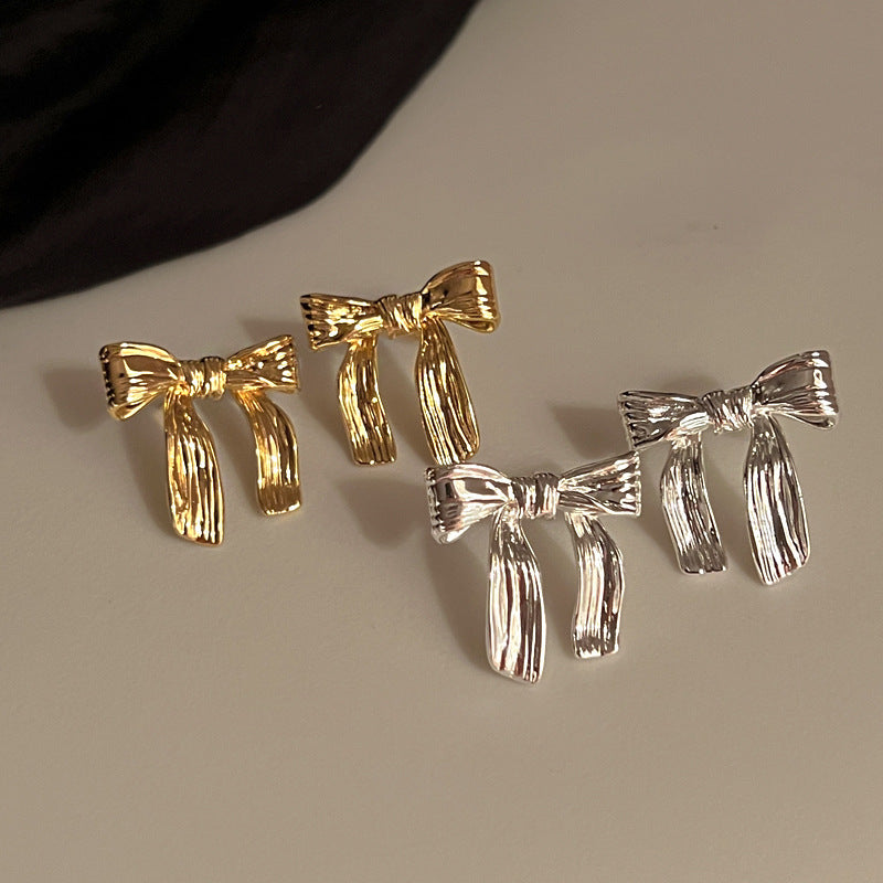 Metal Bow Niche Normcore Bag Earrings