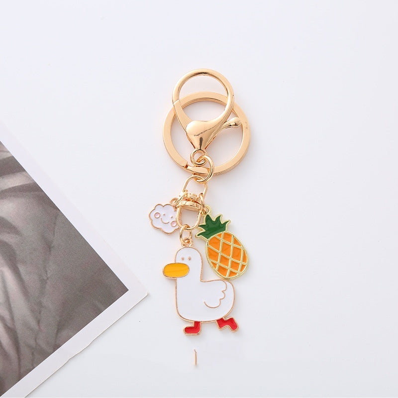 Porte-clés de voiture Canard aux œufs frits à l'ananas