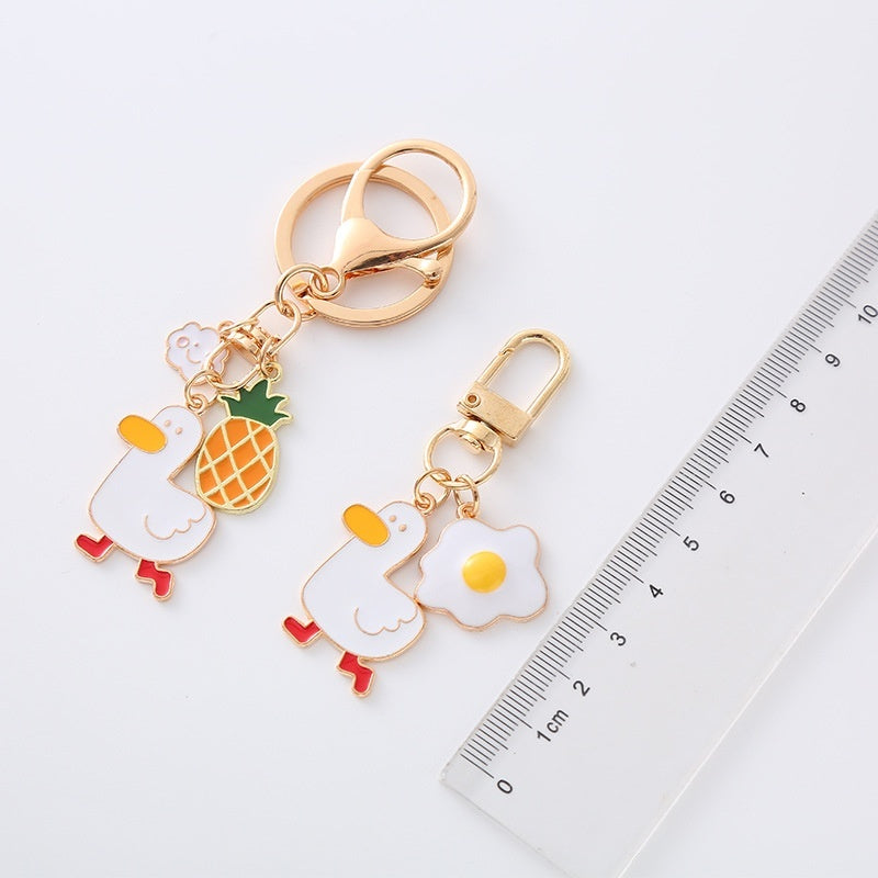 Porte-clés de voiture Canard aux œufs frits à l'ananas