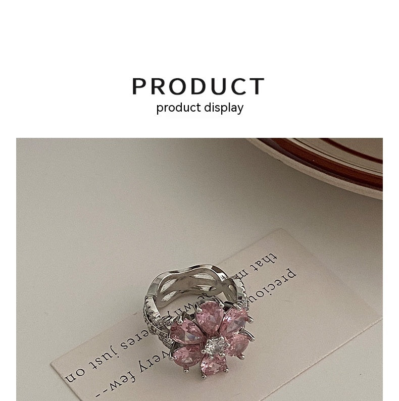 Anillo exquisito de la moda de la flor de las mujeres en forma de corazón del amor