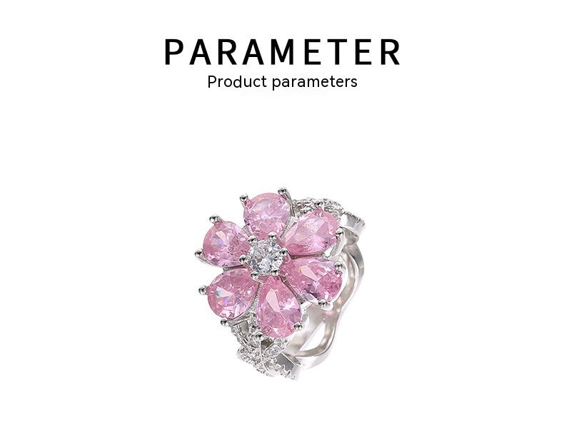 Anillo exquisito de la moda de la flor de las mujeres en forma de corazón del amor