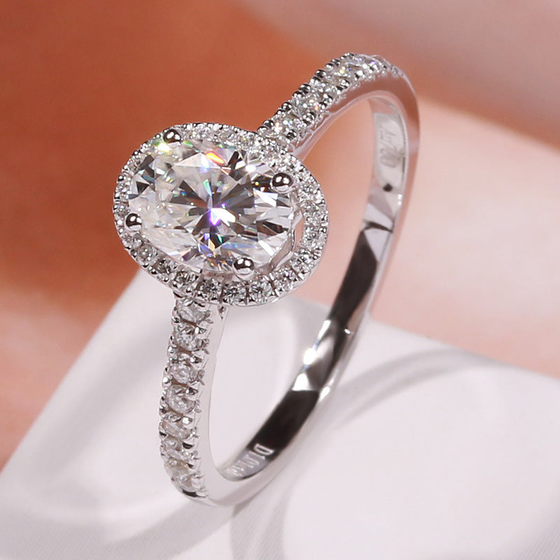 Bague ovale en Zircon incrusté de Micro Moissanite pour femme, à la mode